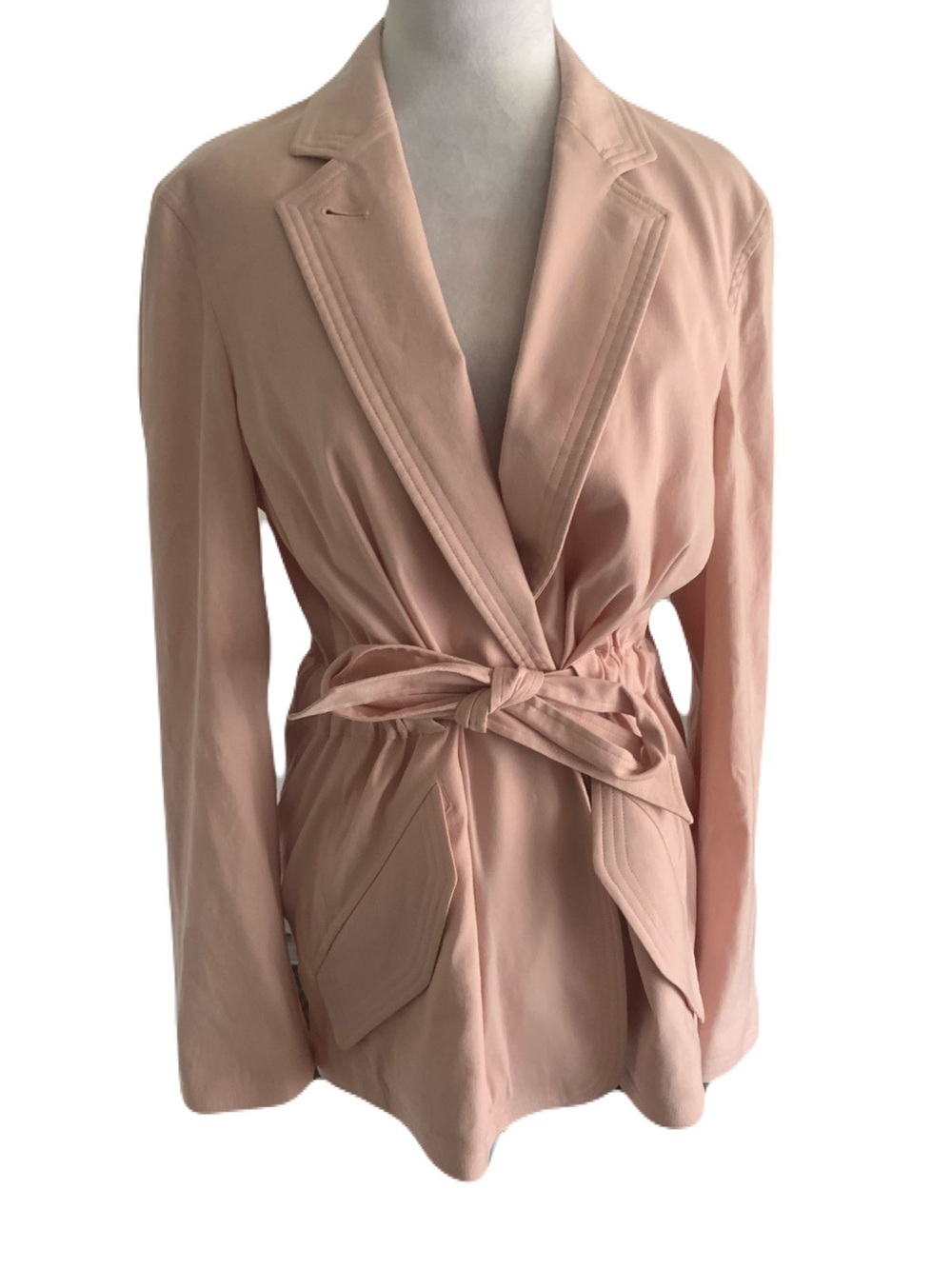 rag & bone Women’s 6 Muted Pink Linen Blend Tie-Waist Short Trench Style Jacket